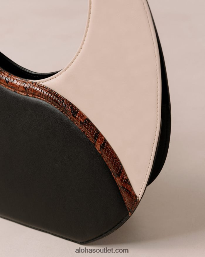 mulheres the o venti indo - bolsa de couro preta e branca Alohas 4P88ZX1036 creme preto