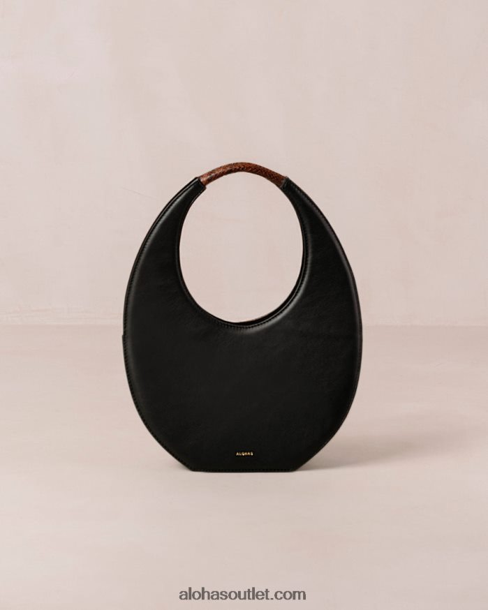mulheres the o venti indo - bolsa de couro preta e branca Alohas 4P88ZX1036 creme preto