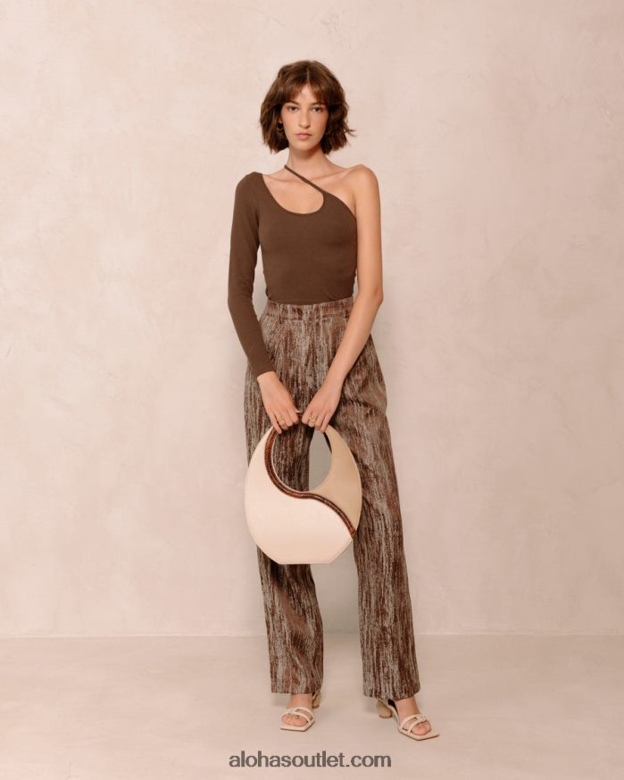 mulheres the o venti indo - bolsa em couro branco e bege Alohas 4P88ZX1037 pedra creme bege
