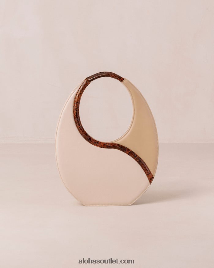 mulheres the o venti indo - bolsa em couro branco e bege Alohas 4P88ZX1037 pedra creme bege