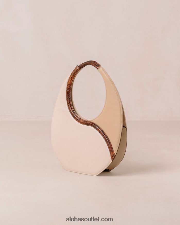 mulheres the o venti indo - bolsa em couro branco e bege Alohas 4P88ZX1037 pedra creme bege