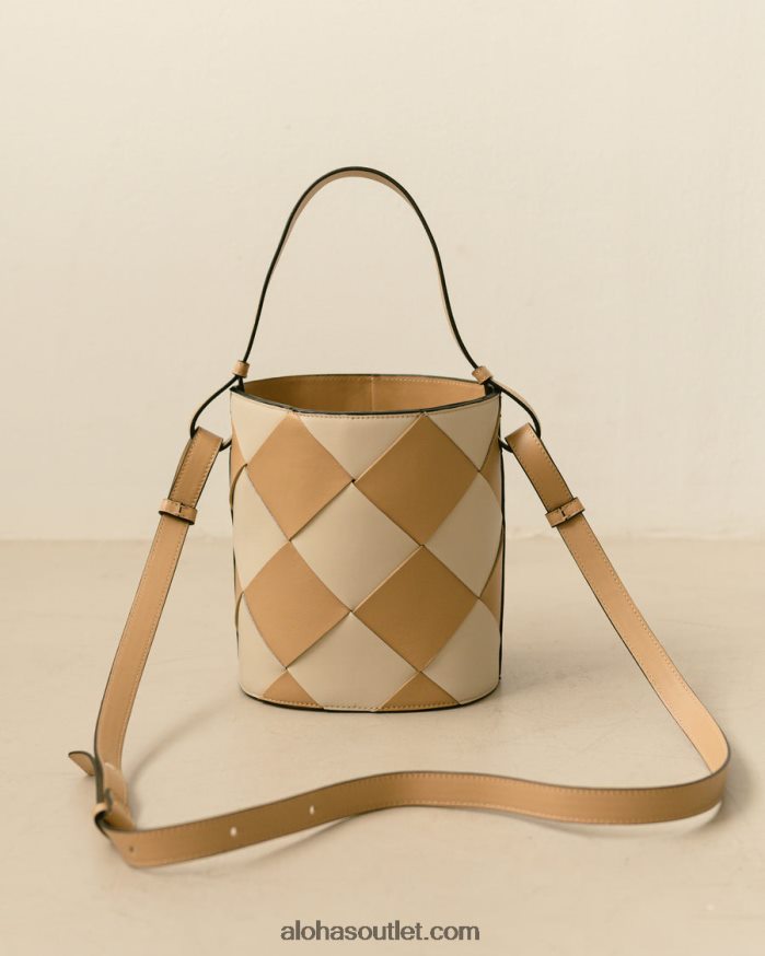 mulheres the u venti scacchi - bolsa de couro branco e bege Alohas 4P88ZX1153 pedra scacchi bege marfim