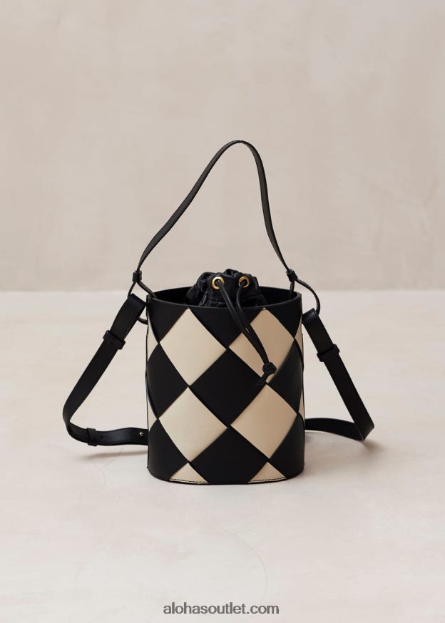 mulheres the u venti scacchi - bolsa de couro preta e branca Alohas 4P88ZX1151 escachi marfim preto