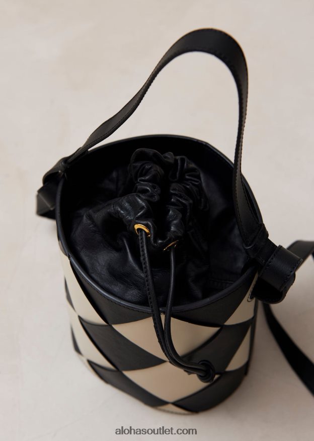 mulheres the u venti scacchi - bolsa de couro preta e branca Alohas 4P88ZX1151 escachi marfim preto