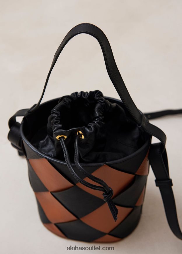 mulheres the u venti scacchi - bolsa de couro preta e marrom Alohas 4P88ZX1152 escachi preto bronzeado