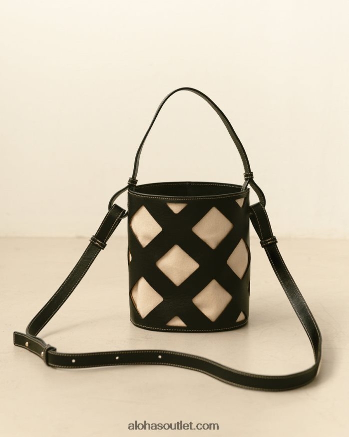mulheres the u venti waffle - bolsa de couro preta Alohas 4P88ZX1155 waffle preto