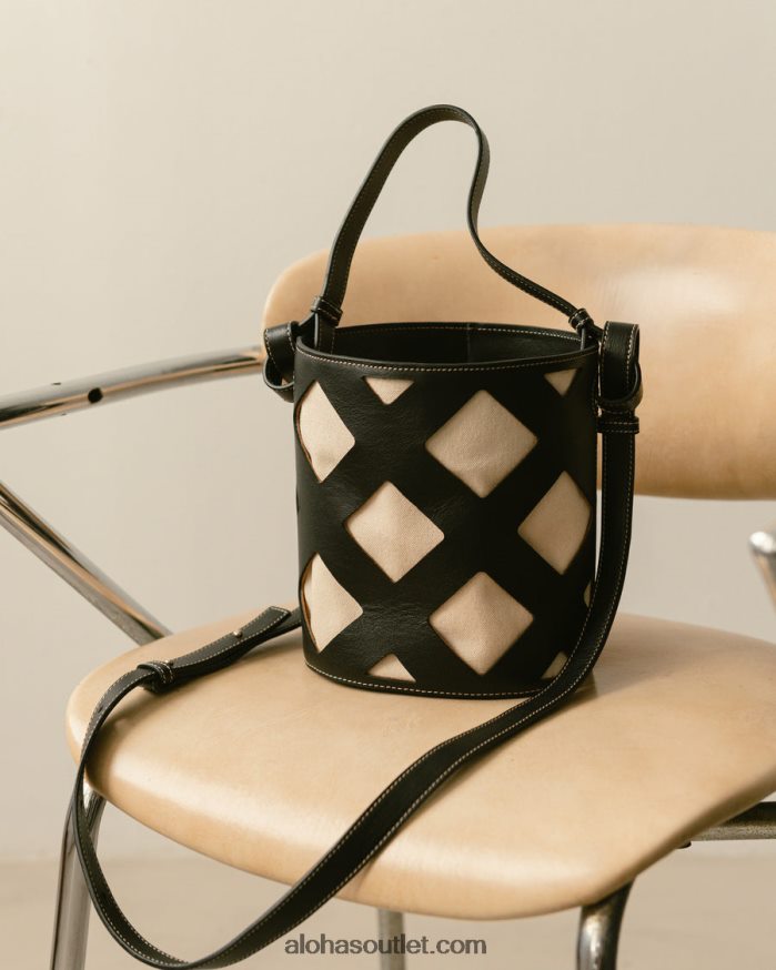 mulheres the u venti waffle - bolsa de couro preta Alohas 4P88ZX1155 waffle preto