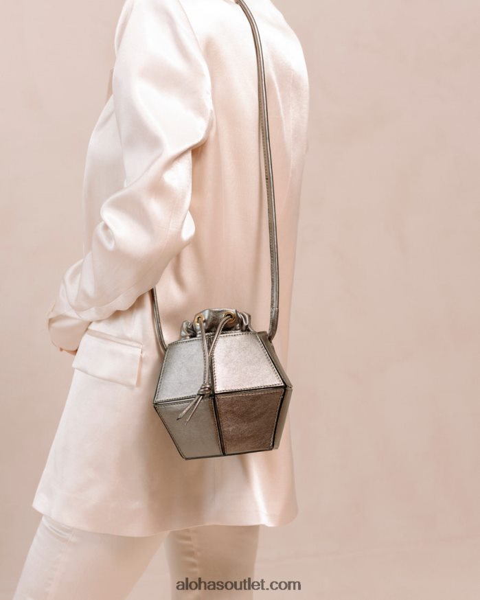 mulheres the v shimmer - bolsa de couro prata Alohas 4P88ZX1047 pirita
