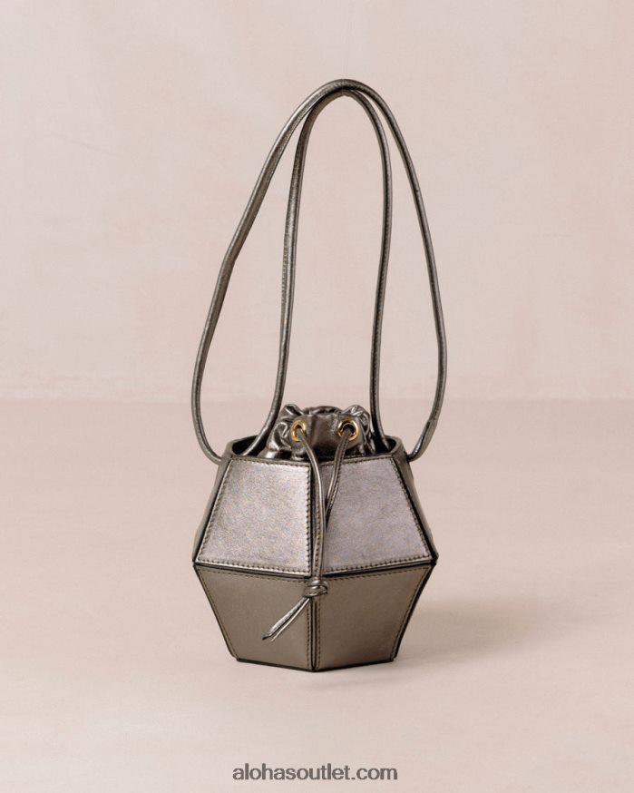 mulheres the v shimmer - bolsa de couro prata Alohas 4P88ZX1047 pirita