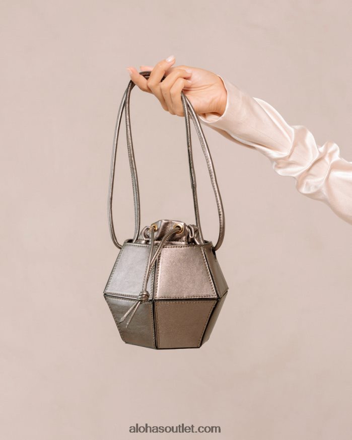 mulheres the v shimmer - bolsa de couro prata Alohas 4P88ZX1047 pirita