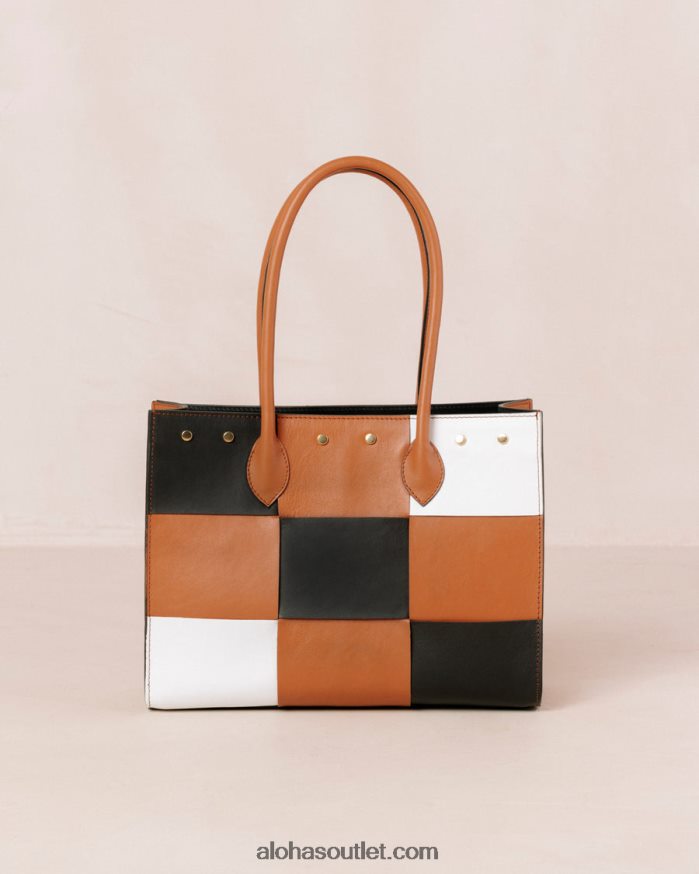 mulheres the w scacchi - bolsa de couro marrom multicolor Alohas 4P88ZX1049 scacchi preto bronzeado branco brilhante