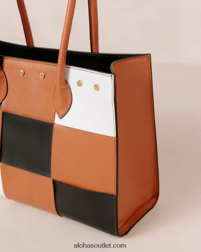 mulheres the w scacchi - bolsa de couro marrom multicolor Alohas 4P88ZX1049 scacchi preto bronzeado branco brilhante