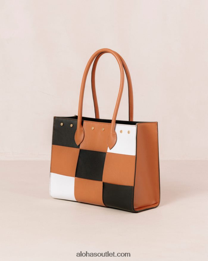 mulheres the w scacchi - bolsa de couro marrom multicolor Alohas 4P88ZX1049 scacchi preto bronzeado branco brilhante