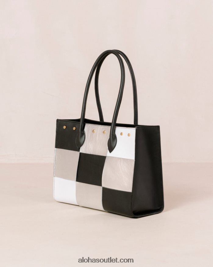 mulheres the w scacchi - bolsa de couro preto multicolor Alohas 4P88ZX1050 scacchi preto prata branco brilhante