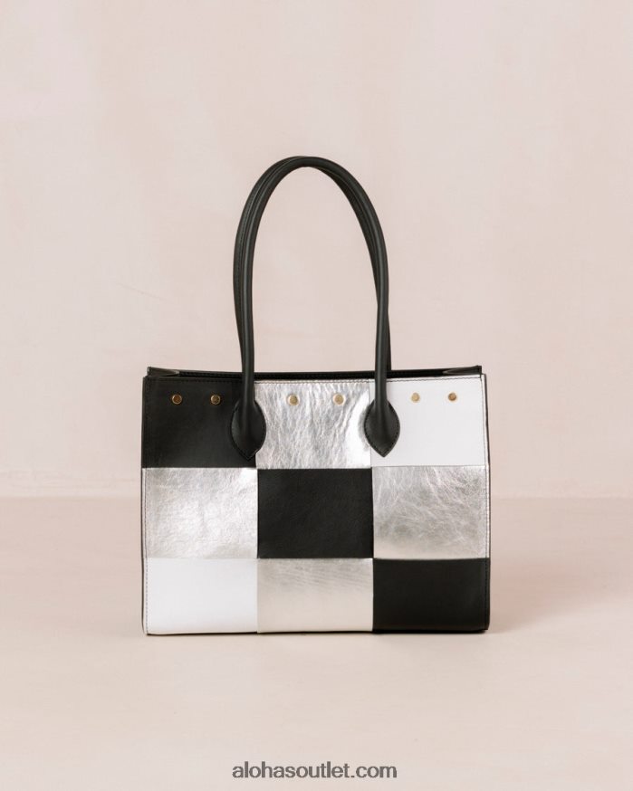 mulheres the w scacchi - bolsa de couro preto multicolor Alohas 4P88ZX1050 scacchi preto prata branco brilhante
