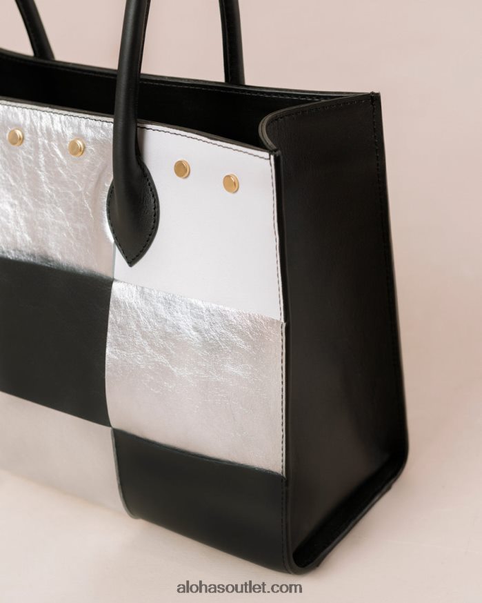 mulheres the w scacchi - bolsa de couro preto multicolor Alohas 4P88ZX1050 scacchi preto prata branco brilhante