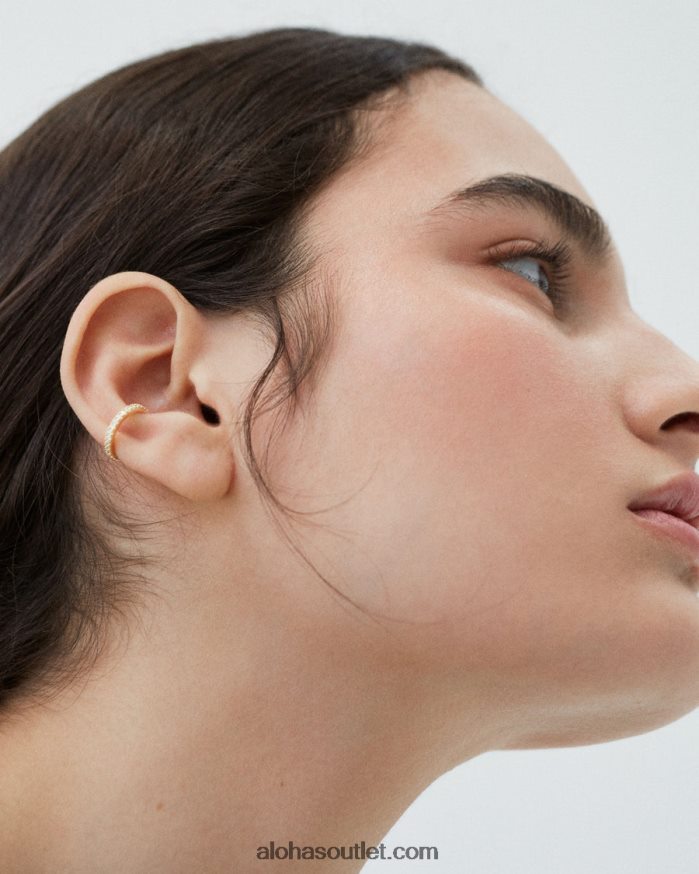 mulheres loop - earcuff de ouro e cristal Alohas 4P88ZX1168 ouro