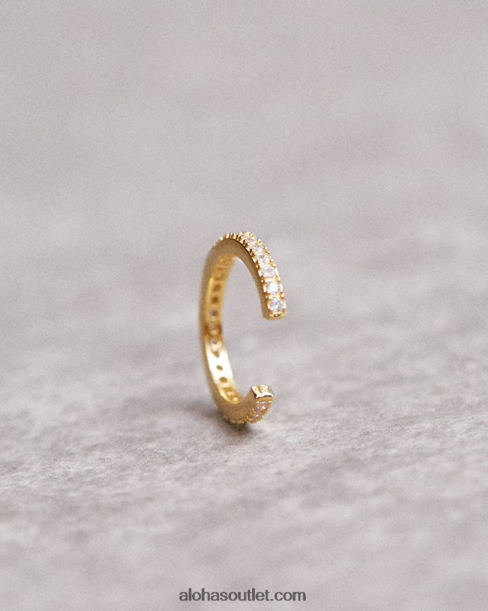 mulheres loop - earcuff de ouro e cristal Alohas 4P88ZX1168 ouro