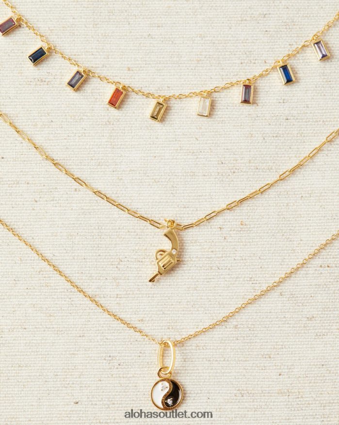 mulheres aquário - colar de ouro com pedras preciosas multicoloridas Alohas 4P88ZX1110 ouro