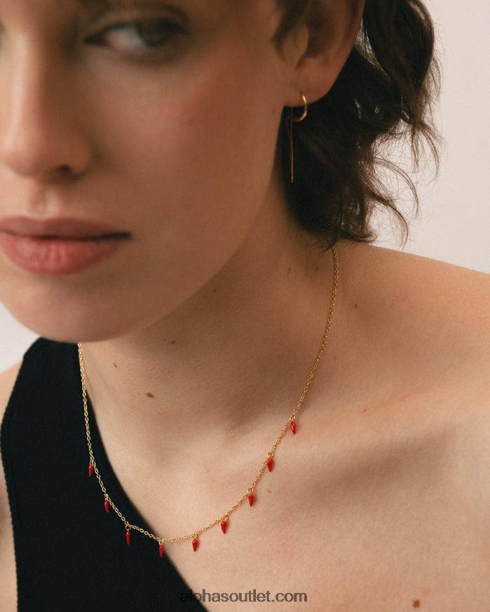 mulheres jalapeno - colar dourado e vermelho Alohas 4P88ZX1112 vermelho