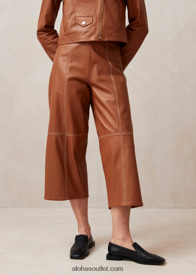 mulheres Rennes - calça de couro marrom Alohas 4P88ZX1019 camelo