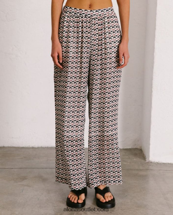 mulheres cliffhanger - calça preta e marrom Alohas 4P88ZX820 monograma noz-moscada preta