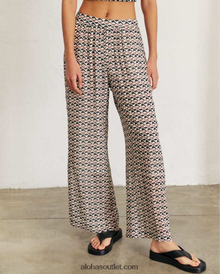 mulheres cliffhanger - calça preta e marrom Alohas 4P88ZX820 monograma noz-moscada preta