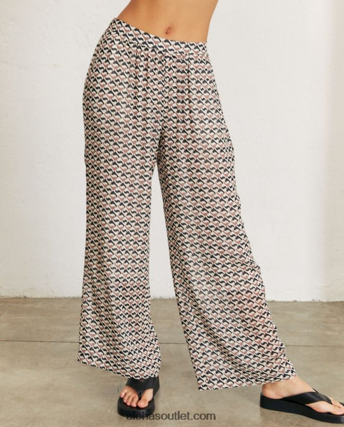 mulheres cliffhanger - calça preta e marrom Alohas 4P88ZX820 monograma noz-moscada preta