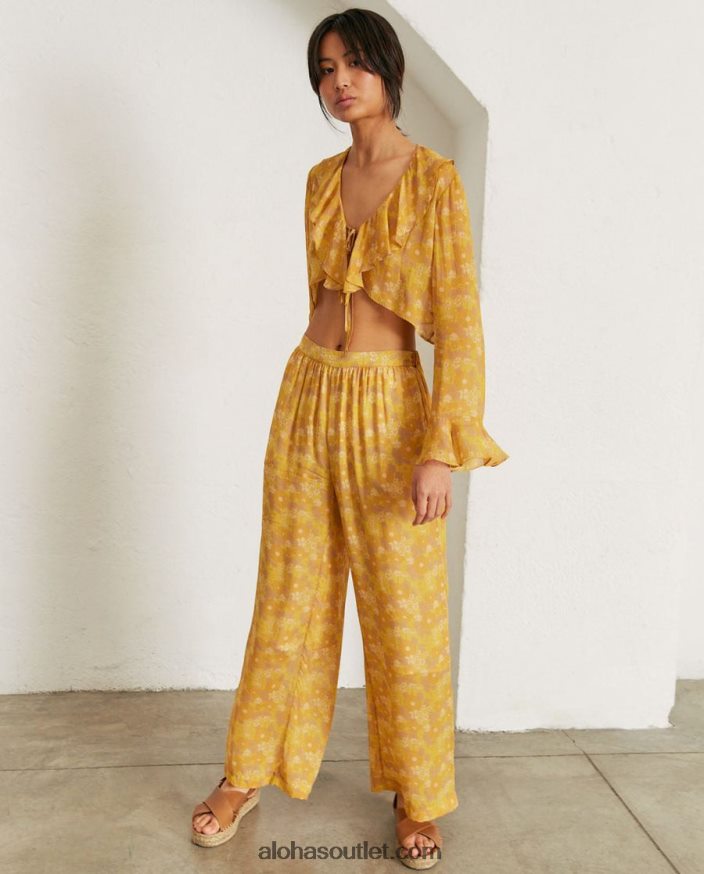 mulheres cliffhanger - calças amarelas multicoloridas Alohas 4P88ZX822 frésia amarelo suave