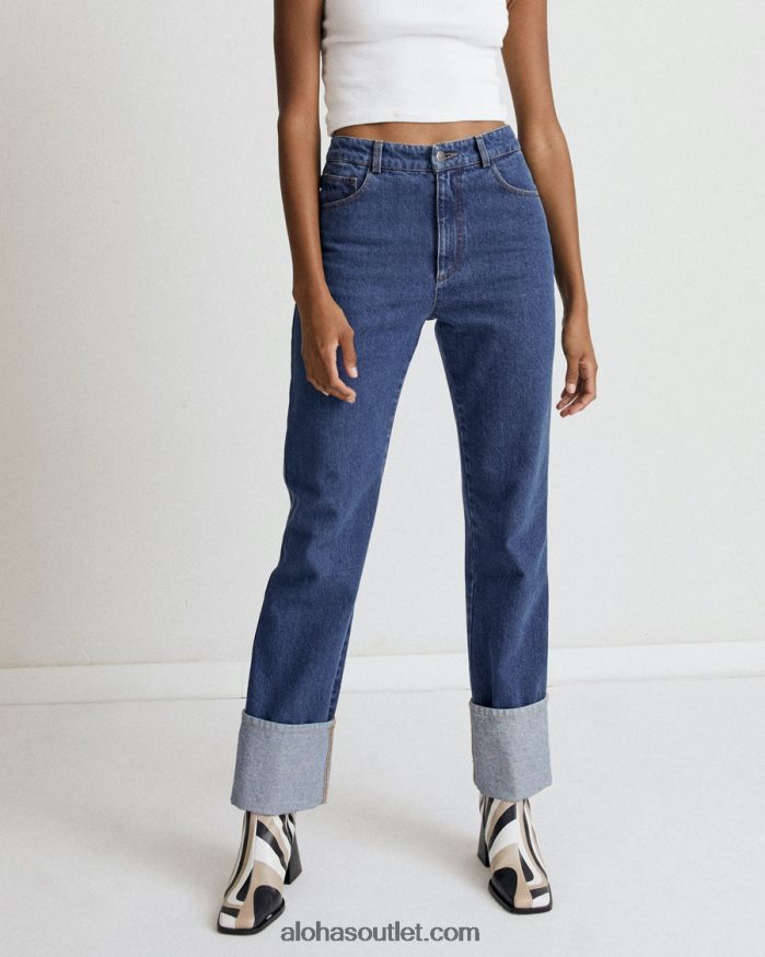 mulheres domingo - jeans de algodão azul Alohas 4P88ZX995 azul