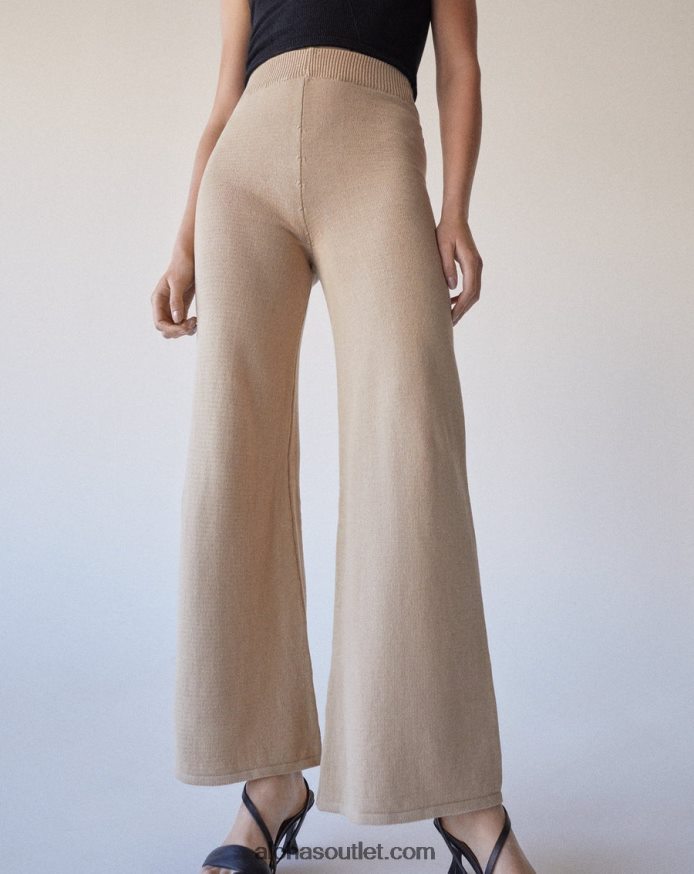 mulheres easy wide - calça de malha bege Alohas 4P88ZX699 amêndoa torrada bege