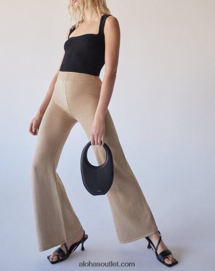 mulheres easy wide - calça de malha bege Alohas 4P88ZX699 amêndoa torrada bege