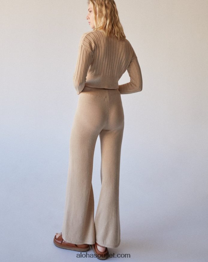 mulheres easy wide - calça de malha bege Alohas 4P88ZX699 amêndoa torrada bege