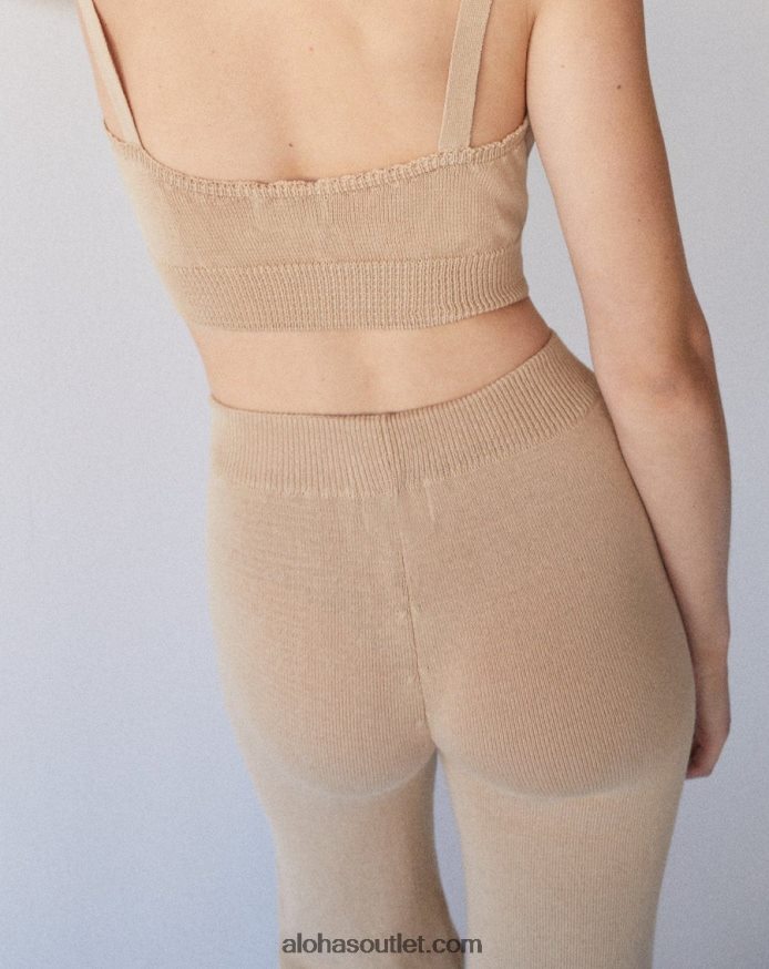 mulheres easy wide - calça de malha bege Alohas 4P88ZX699 amêndoa torrada bege