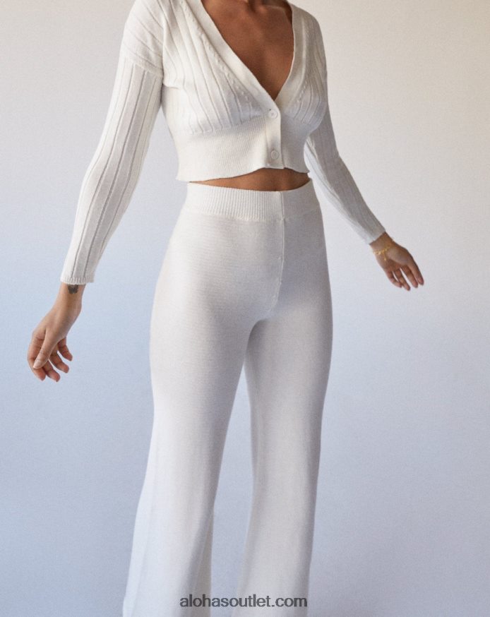 mulheres easy wide - calça de malha branca Alohas 4P88ZX700 marfim