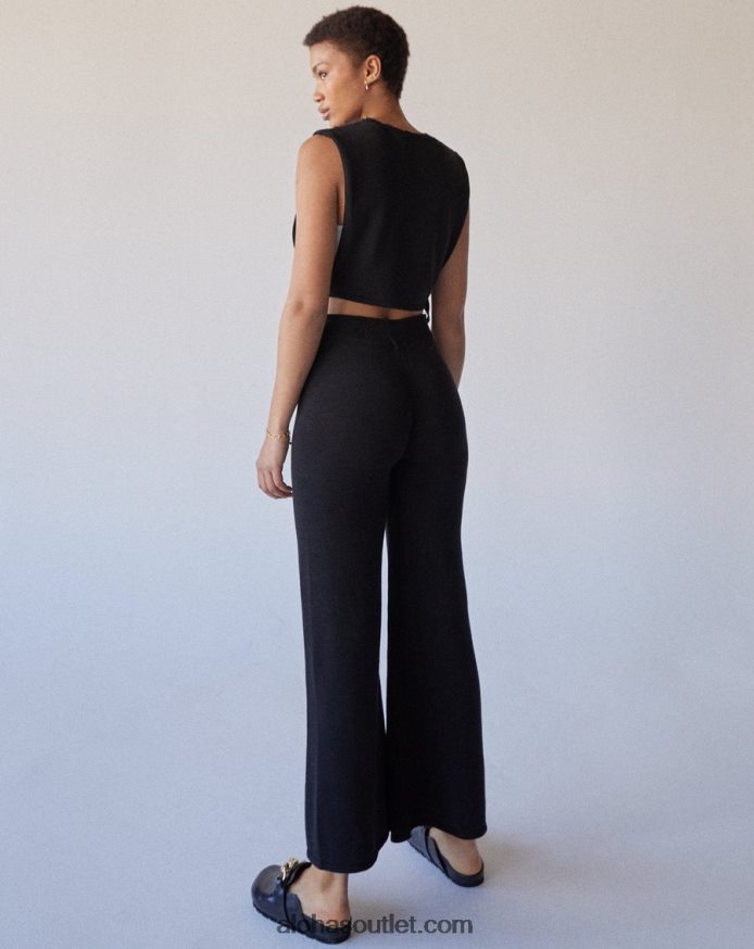 mulheres fácil - calça de malha preta Alohas 4P88ZX698 preto