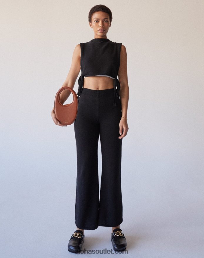 mulheres fácil - calça de malha preta Alohas 4P88ZX698 preto