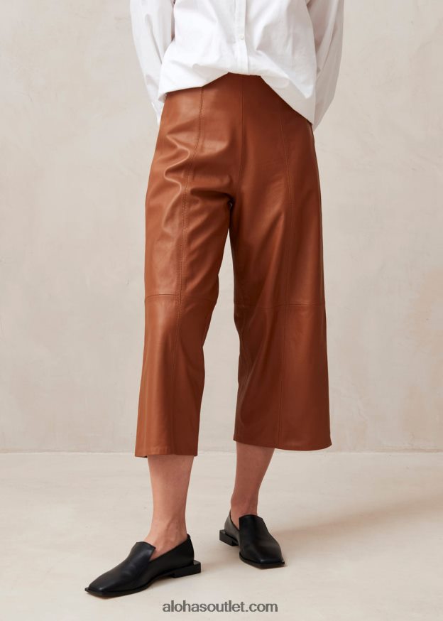mulheres montpellier - calça de couro marrom Alohas 4P88ZX1026 camelo