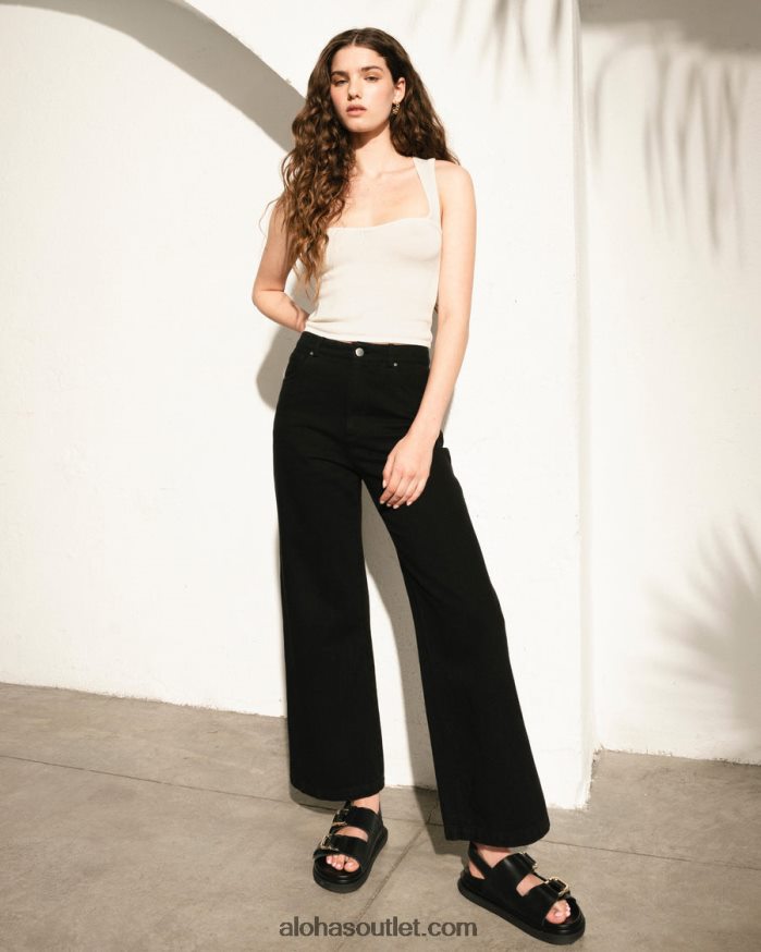 mulheres piano - jeans de algodão preto Alohas 4P88ZX997 preto