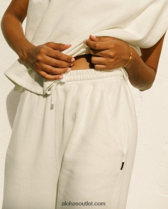 mulheres ristretto - calça branca de algodão Alohas 4P88ZX795 marfim
