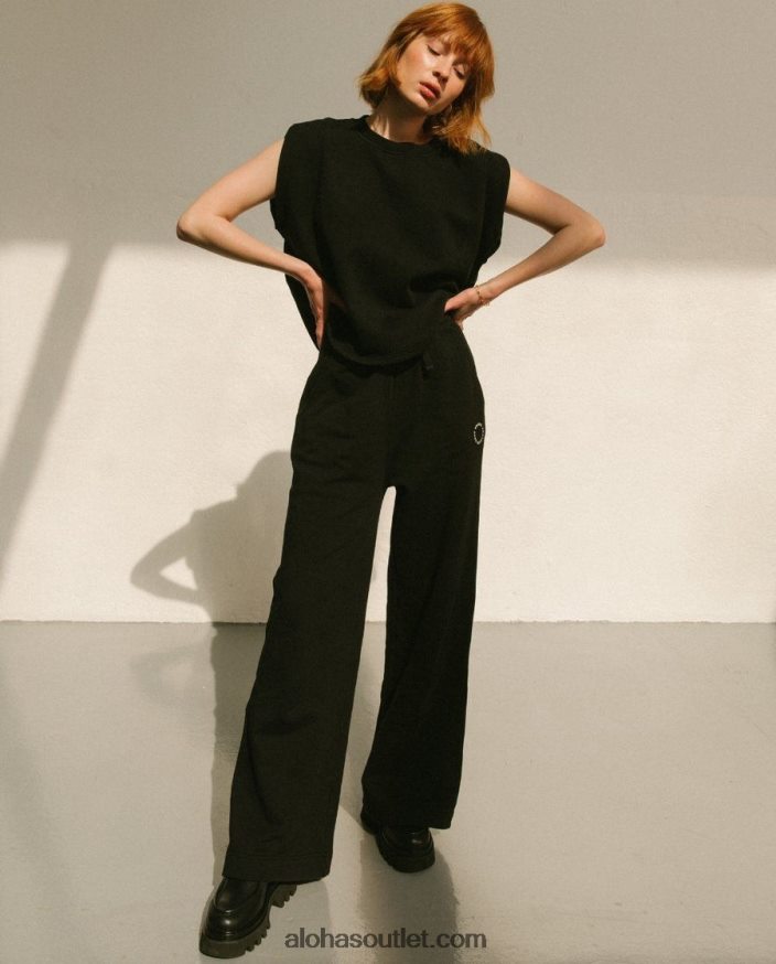mulheres ristretto - calça preta de algodão Alohas 4P88ZX796 preto