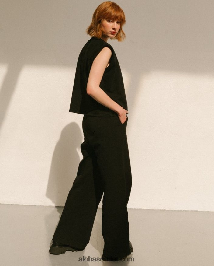 mulheres ristretto - calça preta de algodão Alohas 4P88ZX796 preto