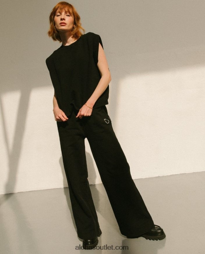mulheres ristretto - calça preta de algodão Alohas 4P88ZX796 preto