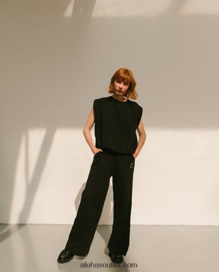 mulheres ristretto - calça preta de algodão Alohas 4P88ZX796 preto