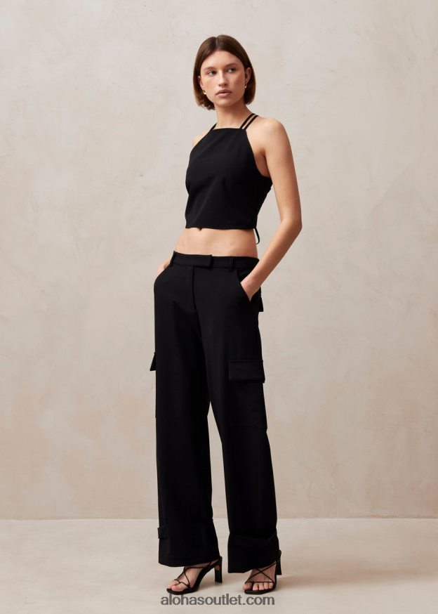 mulheres rita - calça cargo preta Alohas 4P88ZX610 preto
