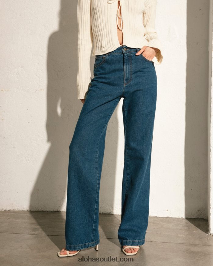 mulheres segunda-feira - jeans de algodão azul Alohas 4P88ZX816 azul