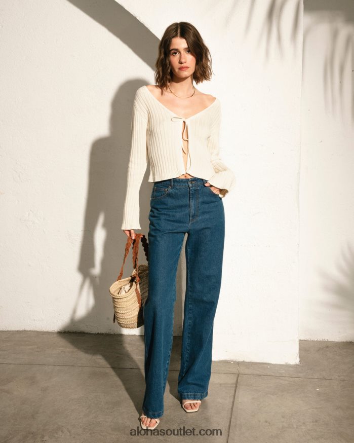 mulheres segunda-feira - jeans de algodão azul Alohas 4P88ZX816 azul