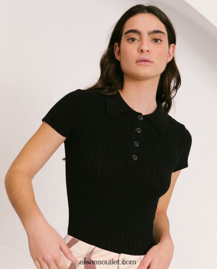 mulheres retrô macio - blusa de malha preta Alohas 4P88ZX869 preto