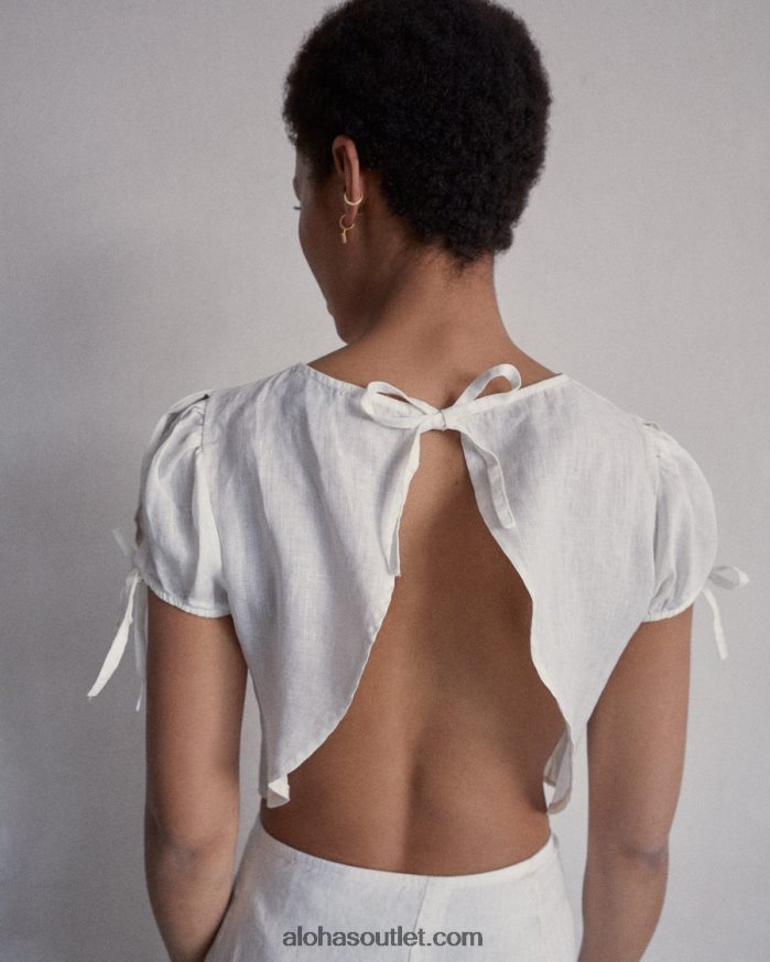 mulheres terra dos sonhos - top de linho branco Alohas 4P88ZX951 off white