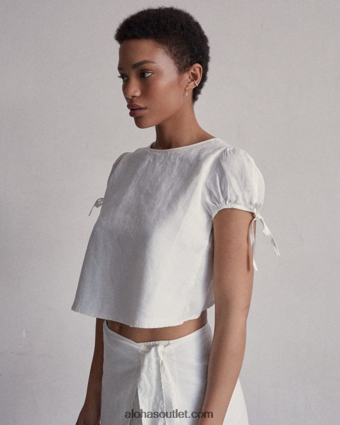 mulheres terra dos sonhos - top de linho branco Alohas 4P88ZX951 off white